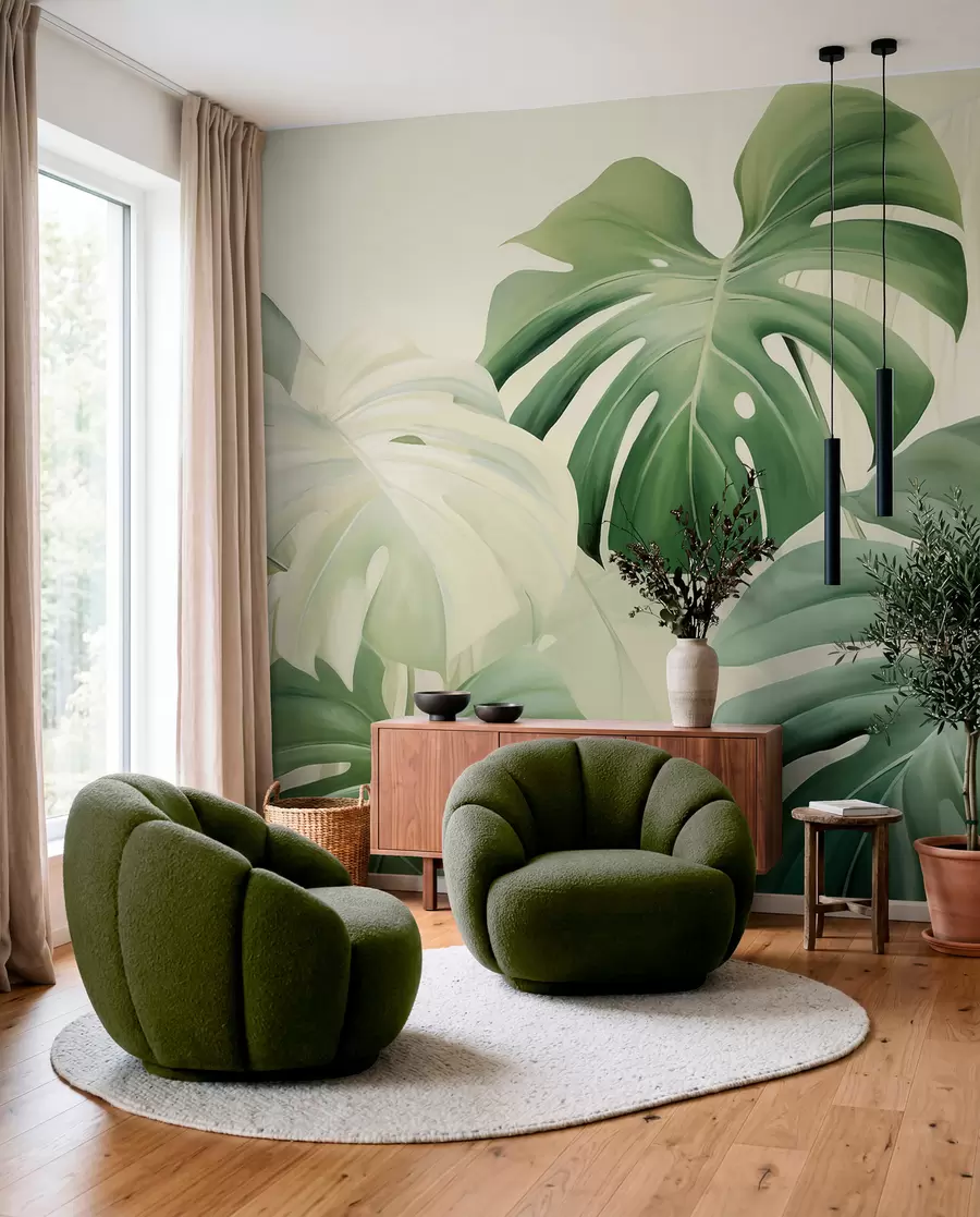 Murale Monstera vert w05909