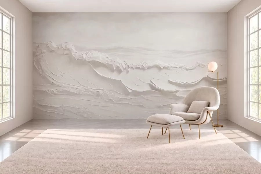fototapeter Reliefbølger i lyse, neutrale nuancer w05898v1