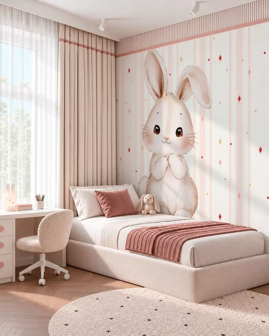Murale Petit lapin sous les étoiles w05920
