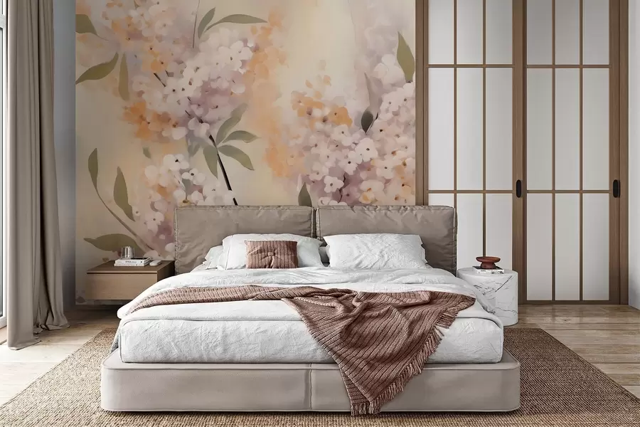 fototapeter Abstrakte grene med blomster w05872