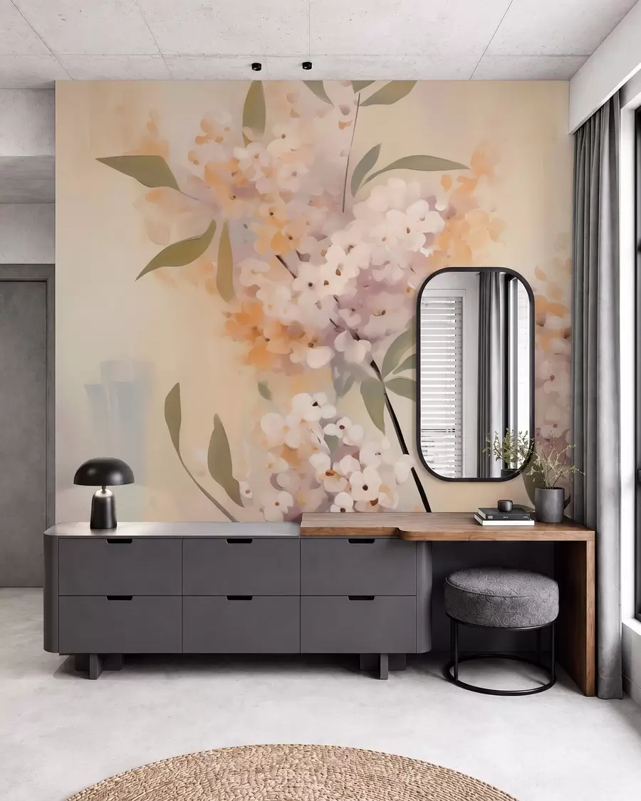 fototapeter Abstrakte grene med blomster w05872