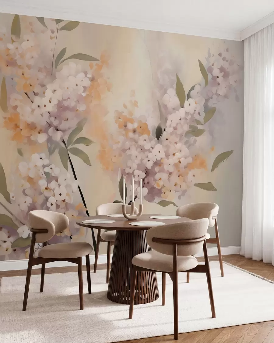 fototapeter Abstrakte grene med blomster w05872
