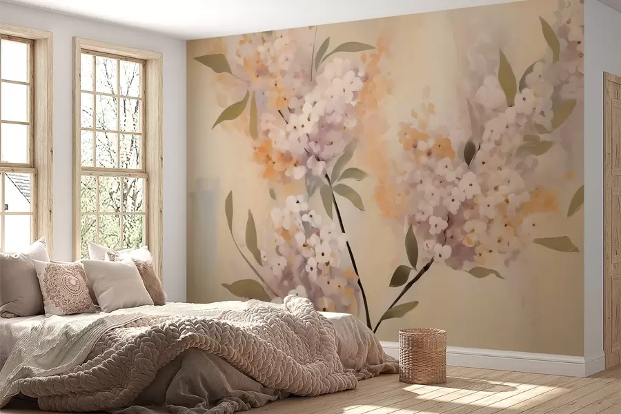 fototapeter Abstrakte grene med blomster w05872