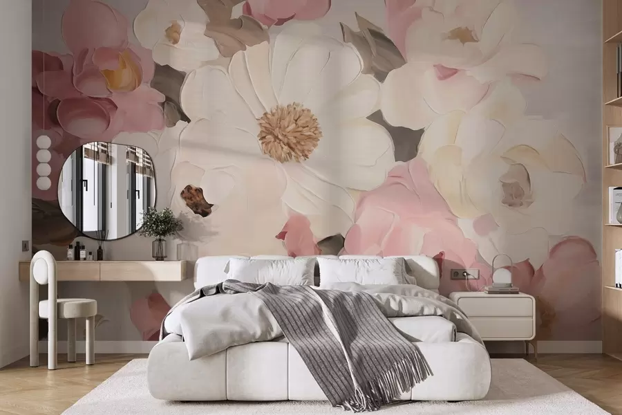 fototapeter Abstrakte blomster, efterligning af et maleri w05905