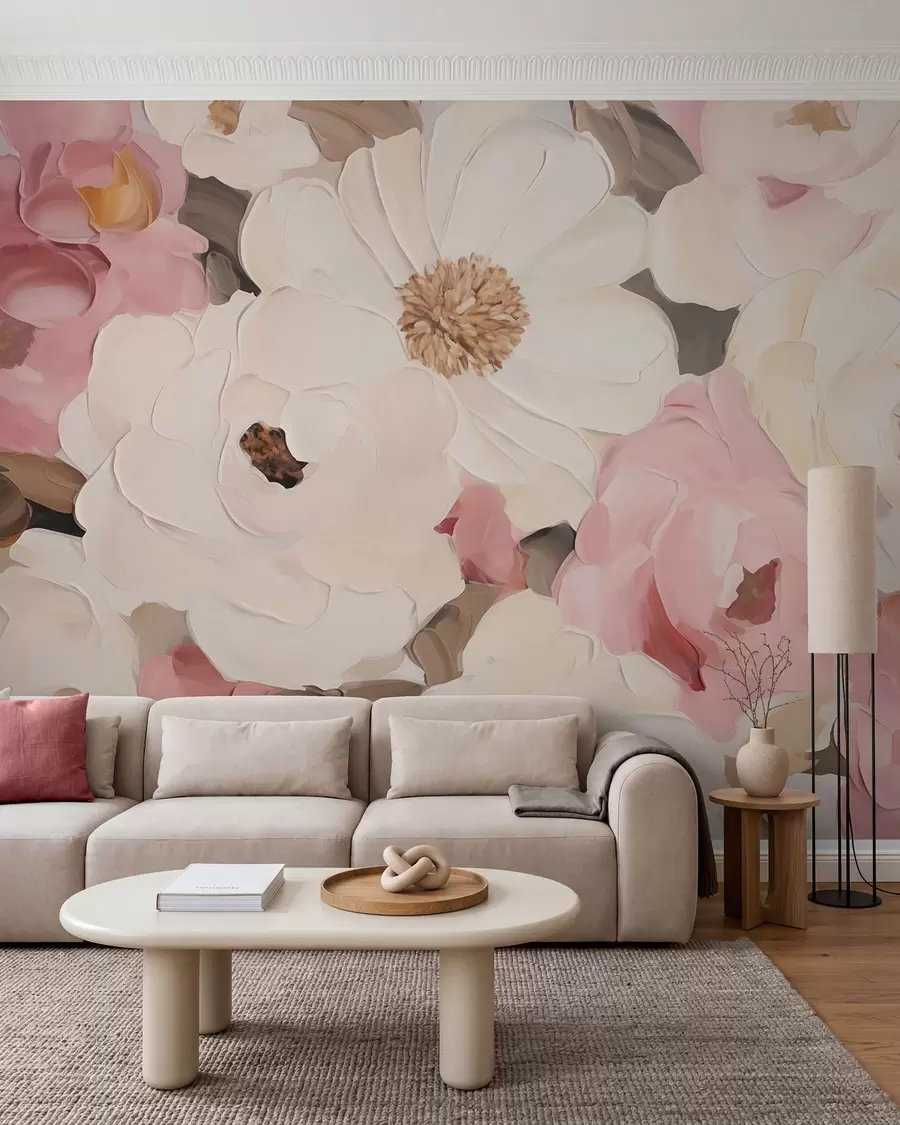fototapeter Abstrakte blomster, efterligning af et maleri w05905