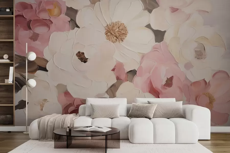 fototapeter Abstrakte blomster, efterligning af et maleri w05905