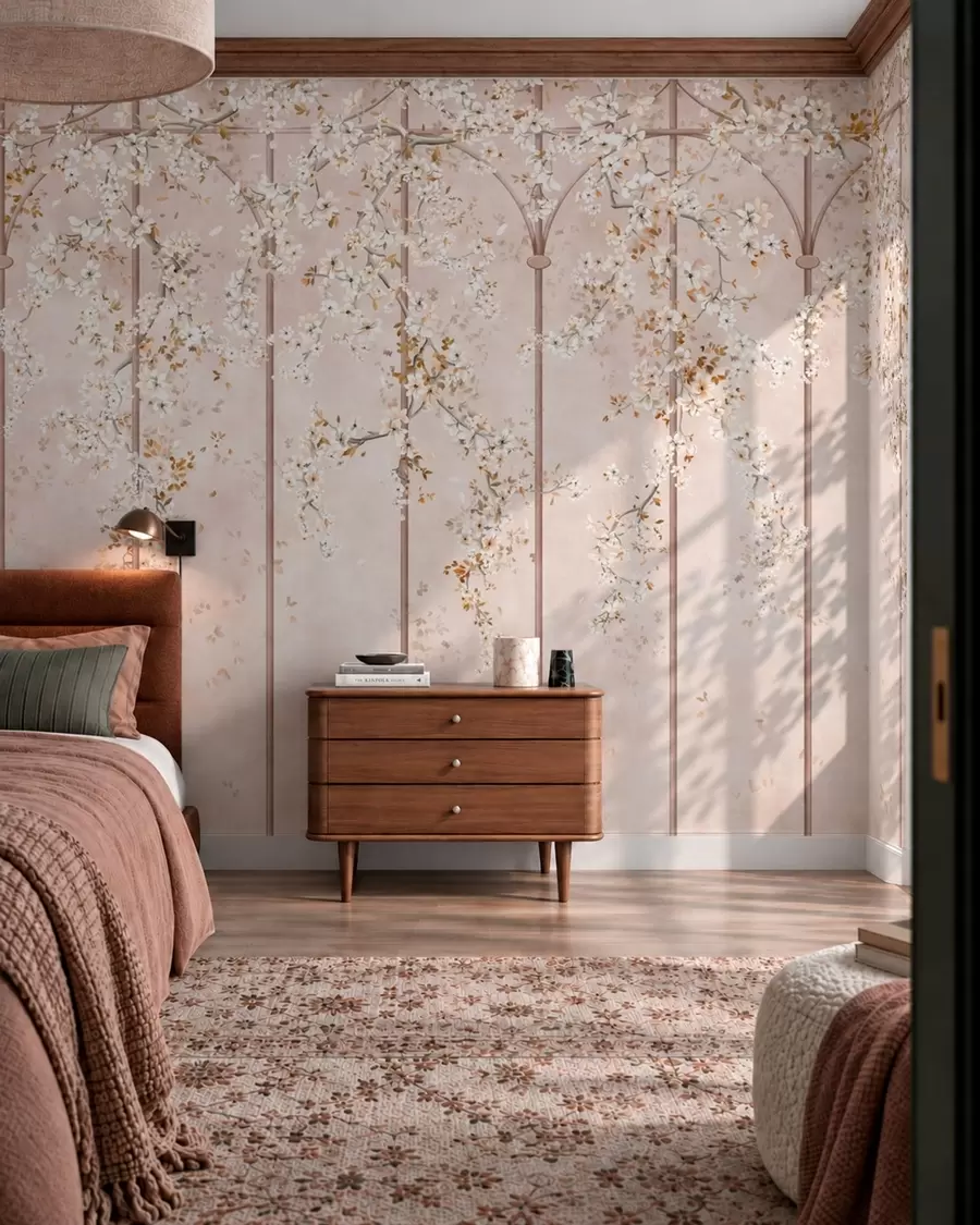 Murale Treillage fleuri w05923