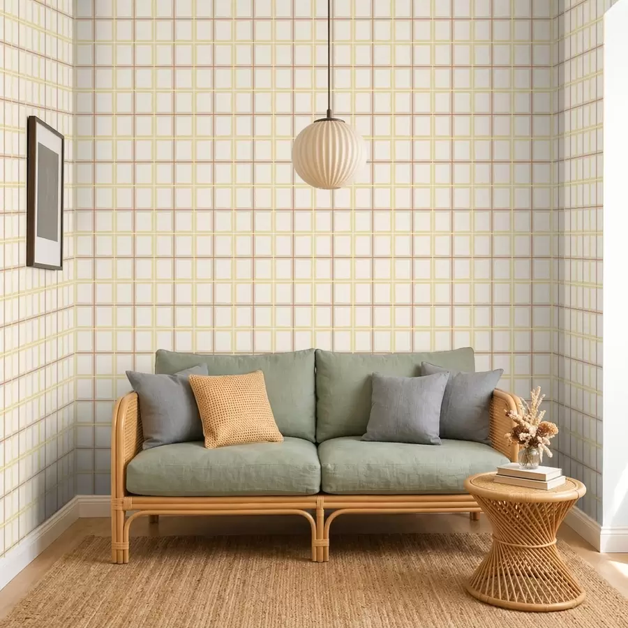 fototapeter Lys mønster med gule og beige linjer a01267v5