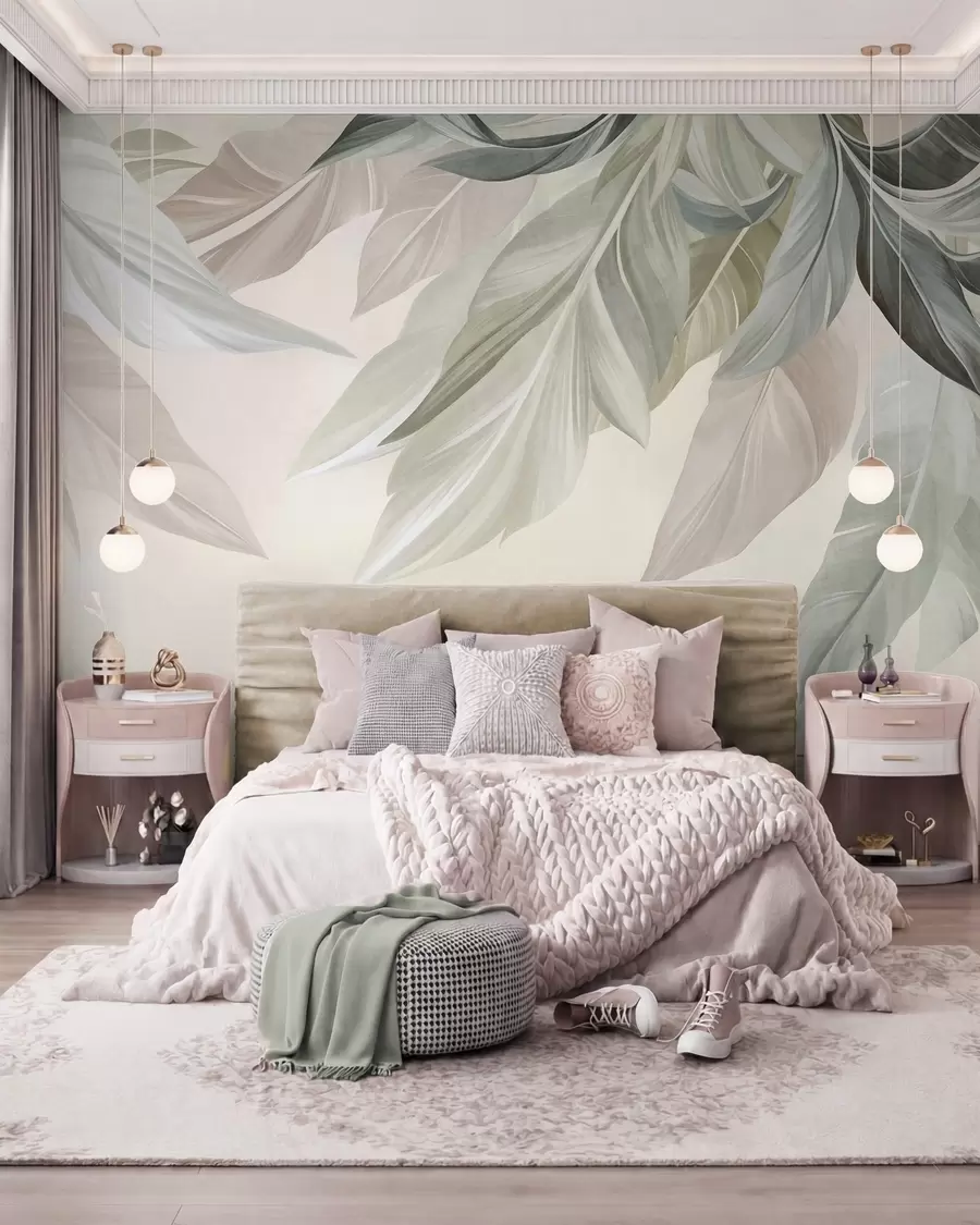 Murale Feuillages en pastel w10054