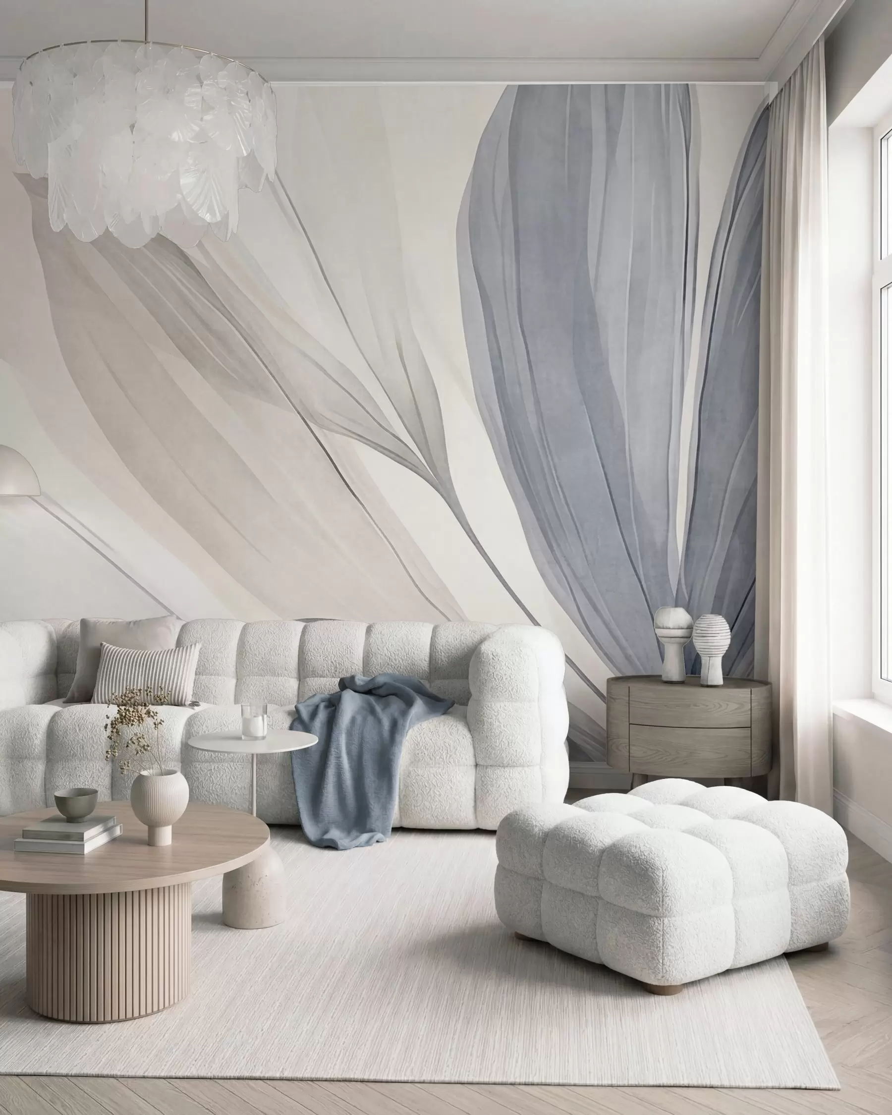 Murale Feuillages en bleu w10063