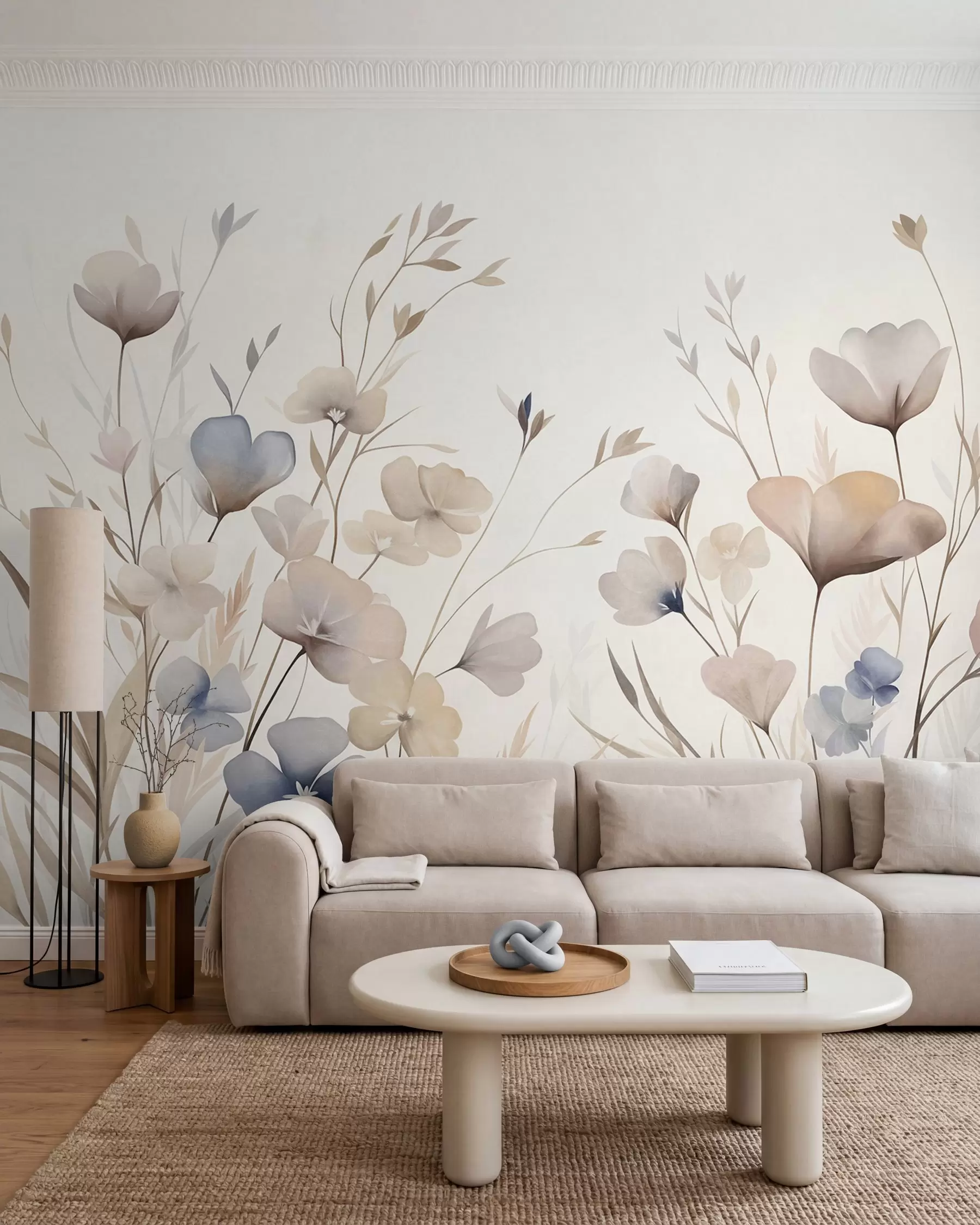 Murale Fleurs des champs en pastel w10065