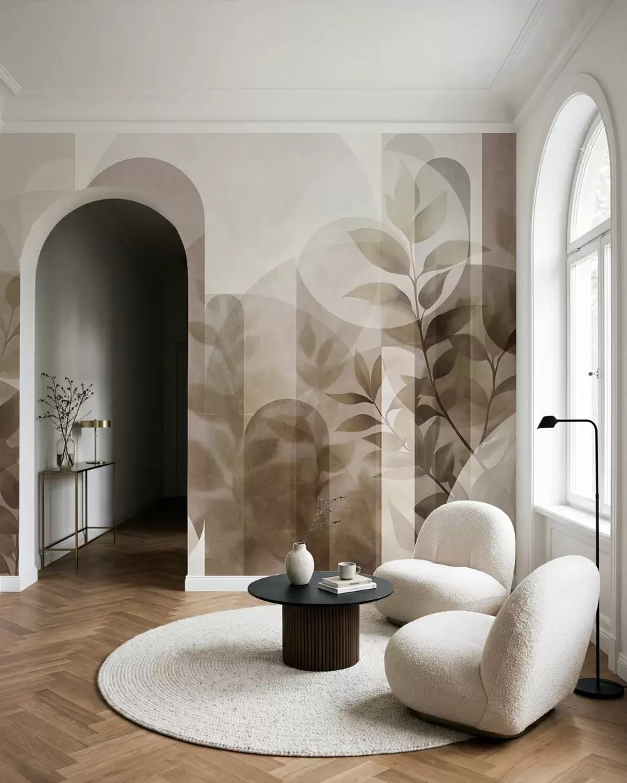 Murale Feuilles et arches w10088