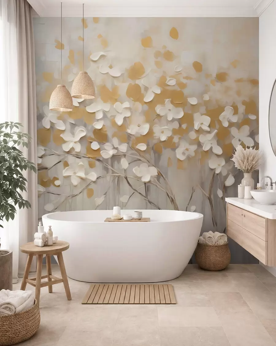 Murale Floraison dorée w05951
