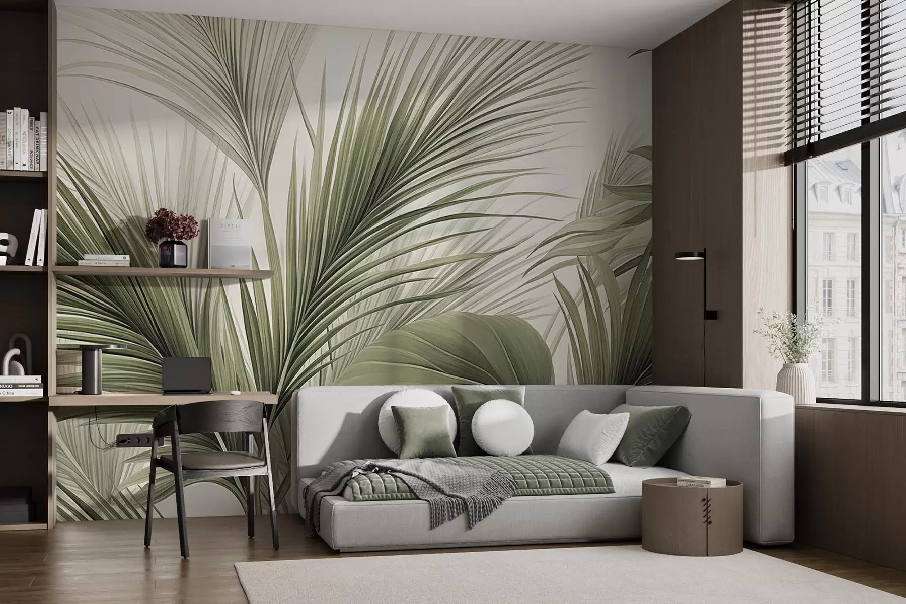 Murale Palmier vert w09986