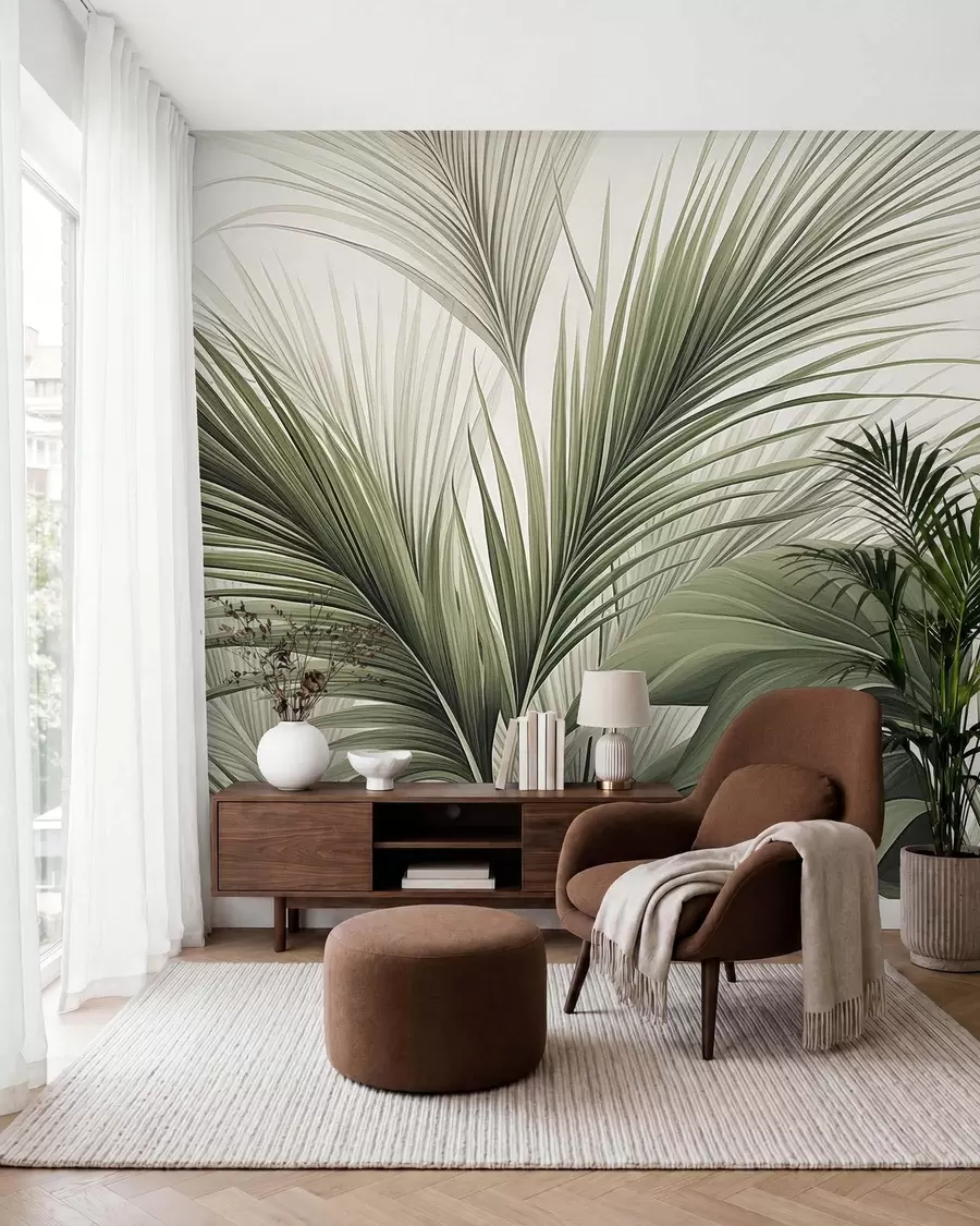Murale Palmier vert w09986