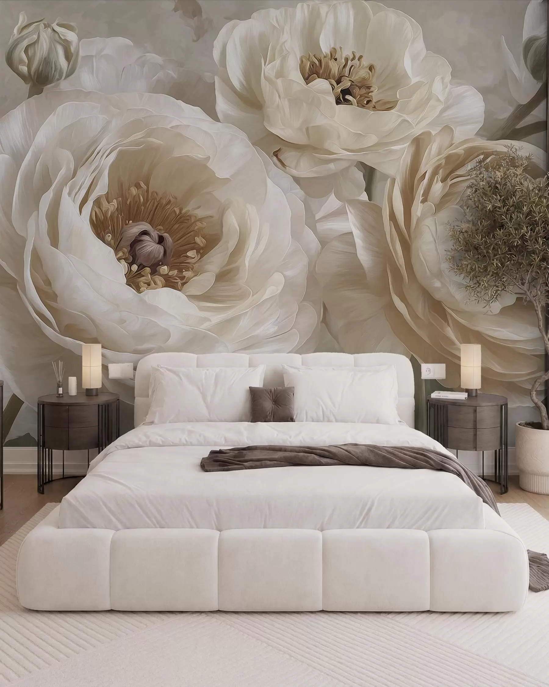 Fototapete Blütenstrauss in Creme w09780