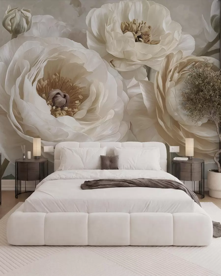Murale Bouquet crème w09780