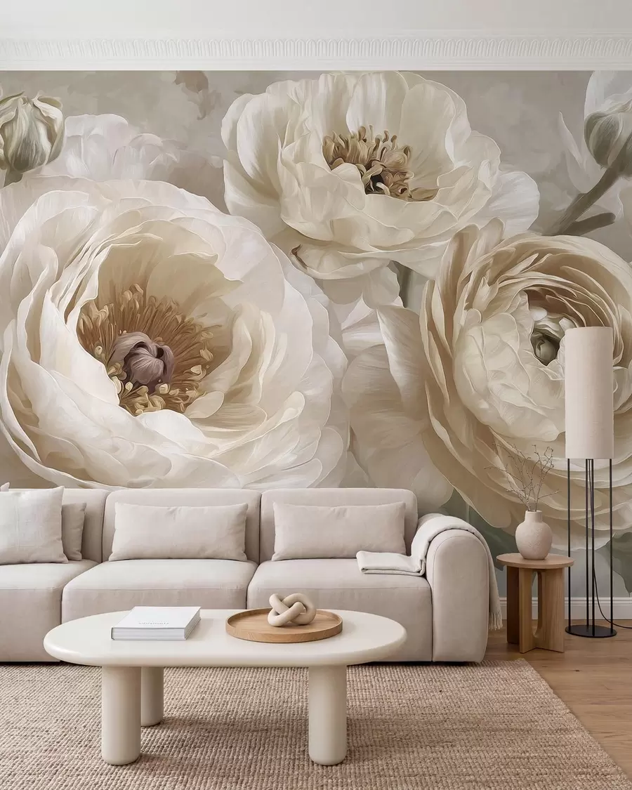 Murale Bouquet crème w09780