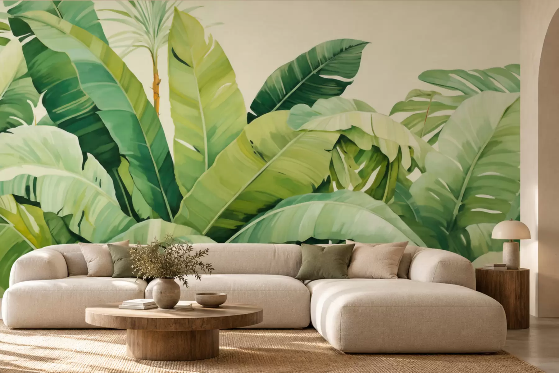 Murale Feuilles de bananier vertes w05975