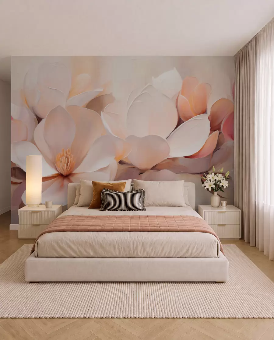 Murale Fleurs couleur pêche w05979