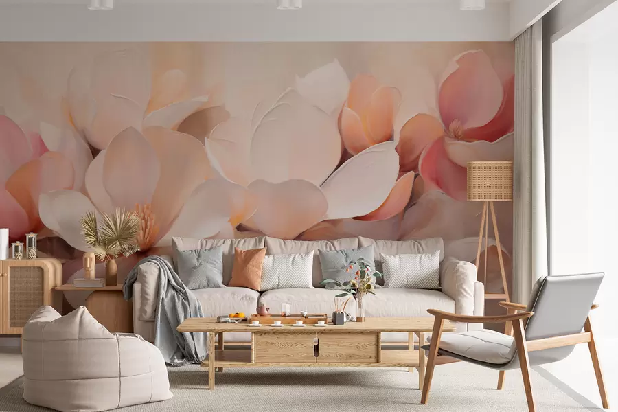 Murale Fleurs couleur pêche w05979