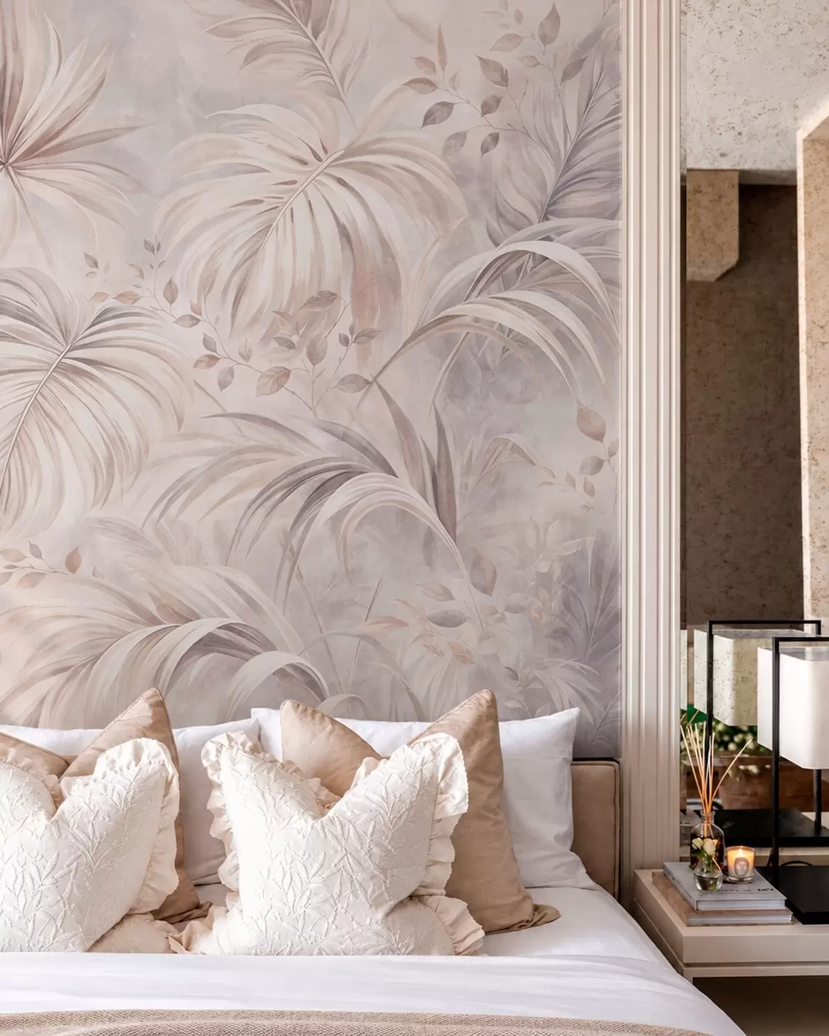 Murale Une végétation tropicale luxuriante aux teintes pastel w05956v1