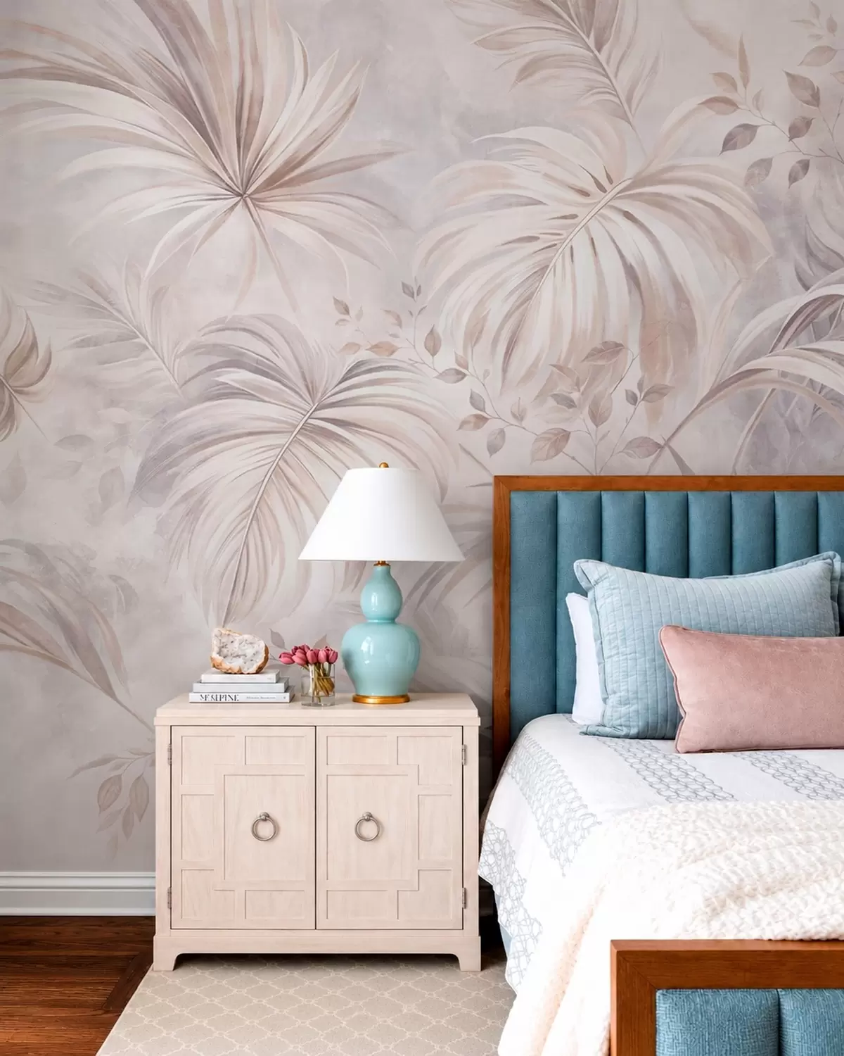 Murale Une végétation tropicale luxuriante aux teintes pastel w05956v1