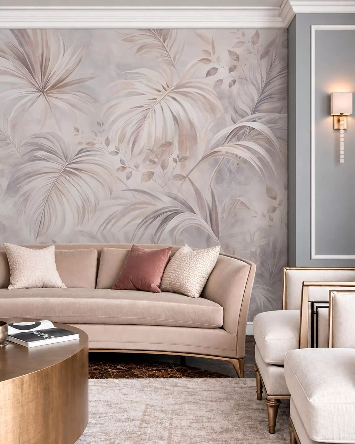 Murale Une végétation tropicale luxuriante aux teintes pastel w05956v1