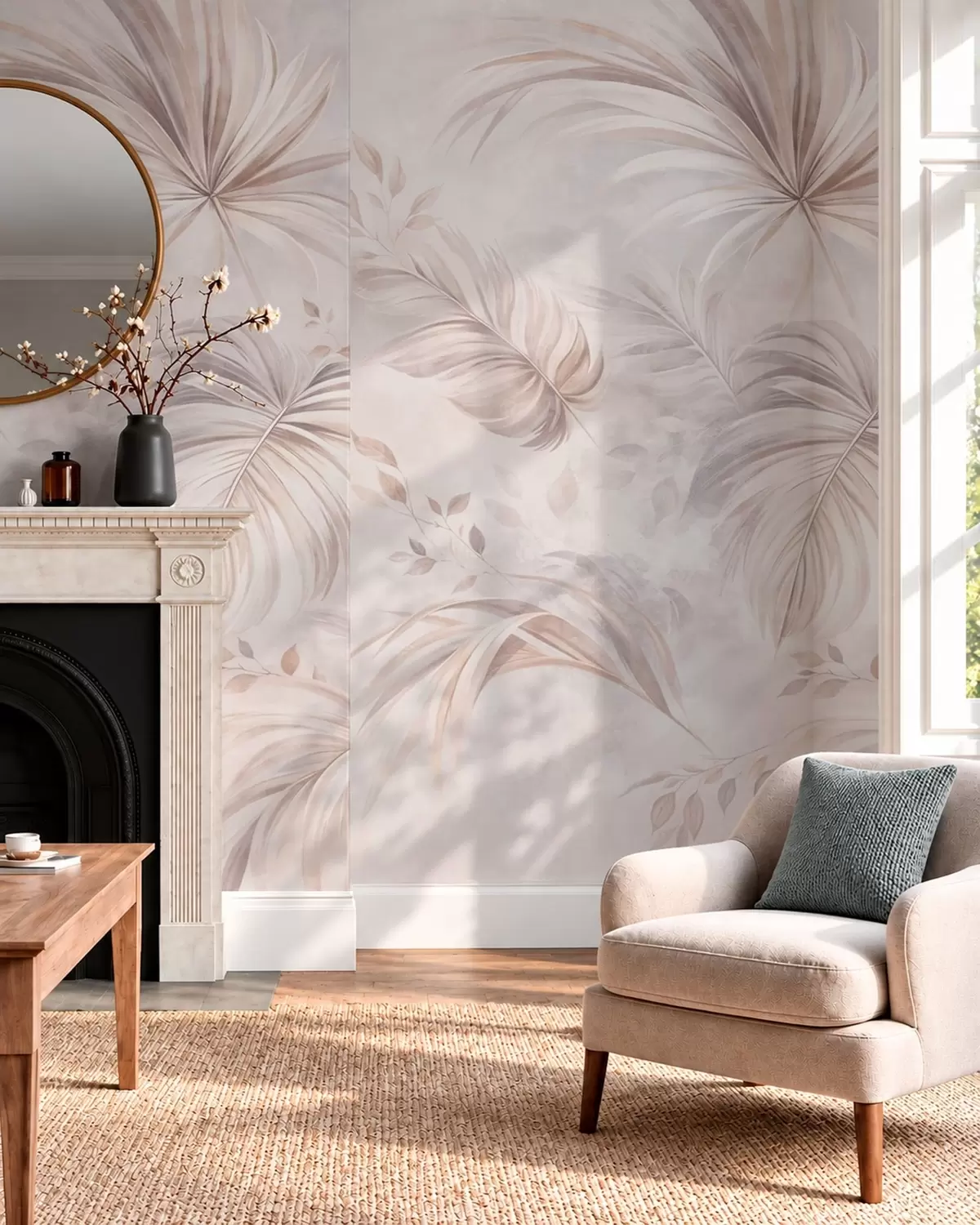 Murale Une végétation tropicale luxuriante aux teintes pastel w05956v1