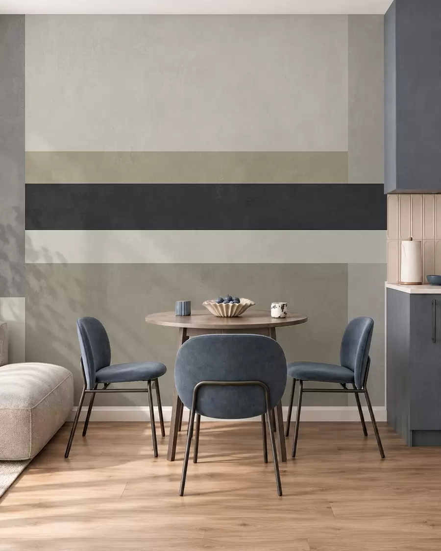 fototapeter Geometriske blokke i beige og grå nuancer med en mørk stribe w05890v1