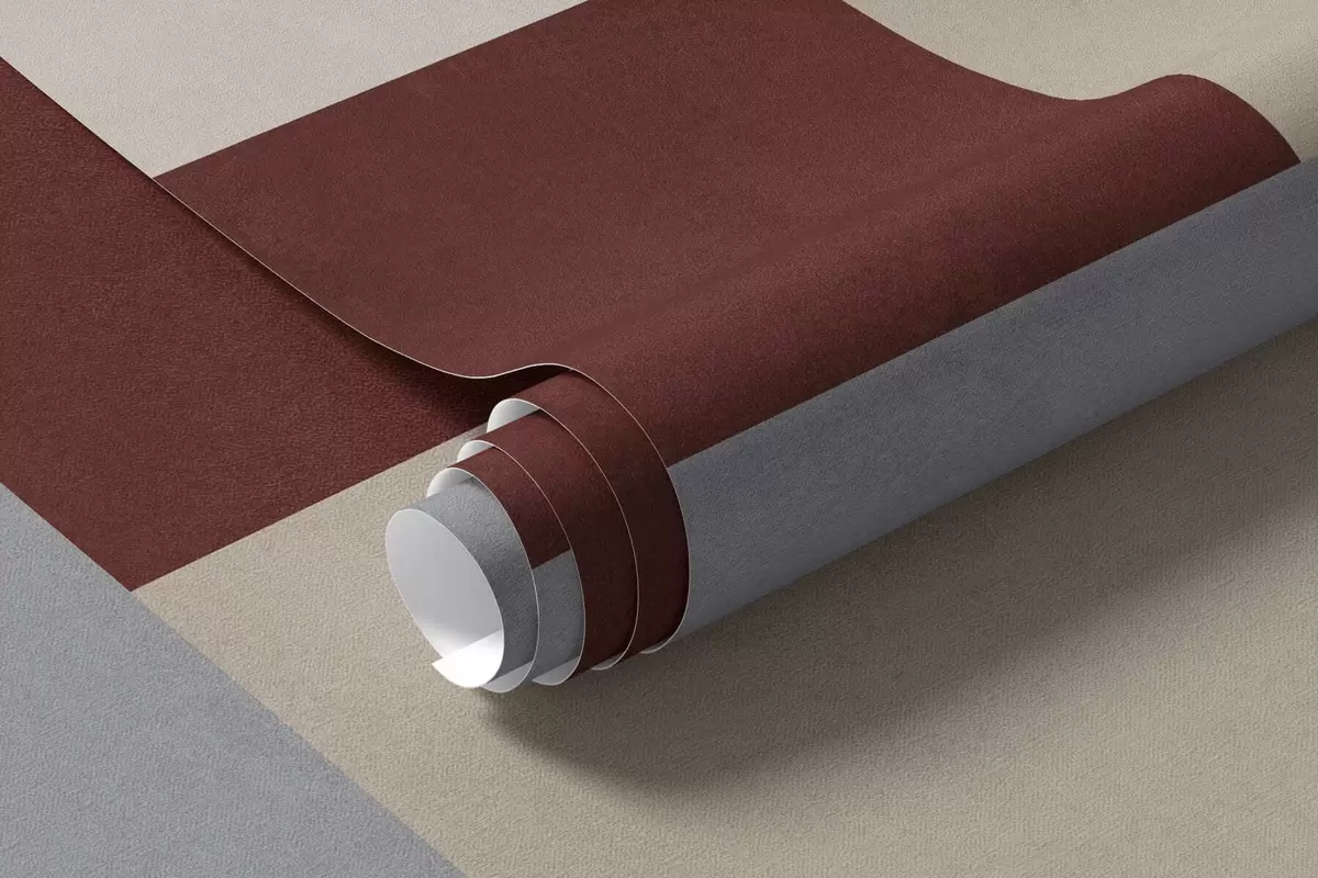 Fototapete Abstrakte Geometrie mit burgunderroten, grauen und beigen Blöcken w05890v2