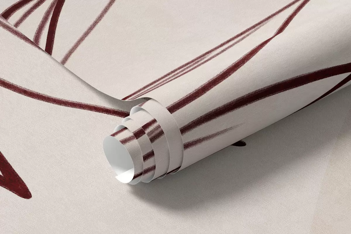 Fototapete Minimalistische Strichzeichnungen von tropischen Blättern und Blattwerk, pastellfarbene kreisförmige Formen w10111v1