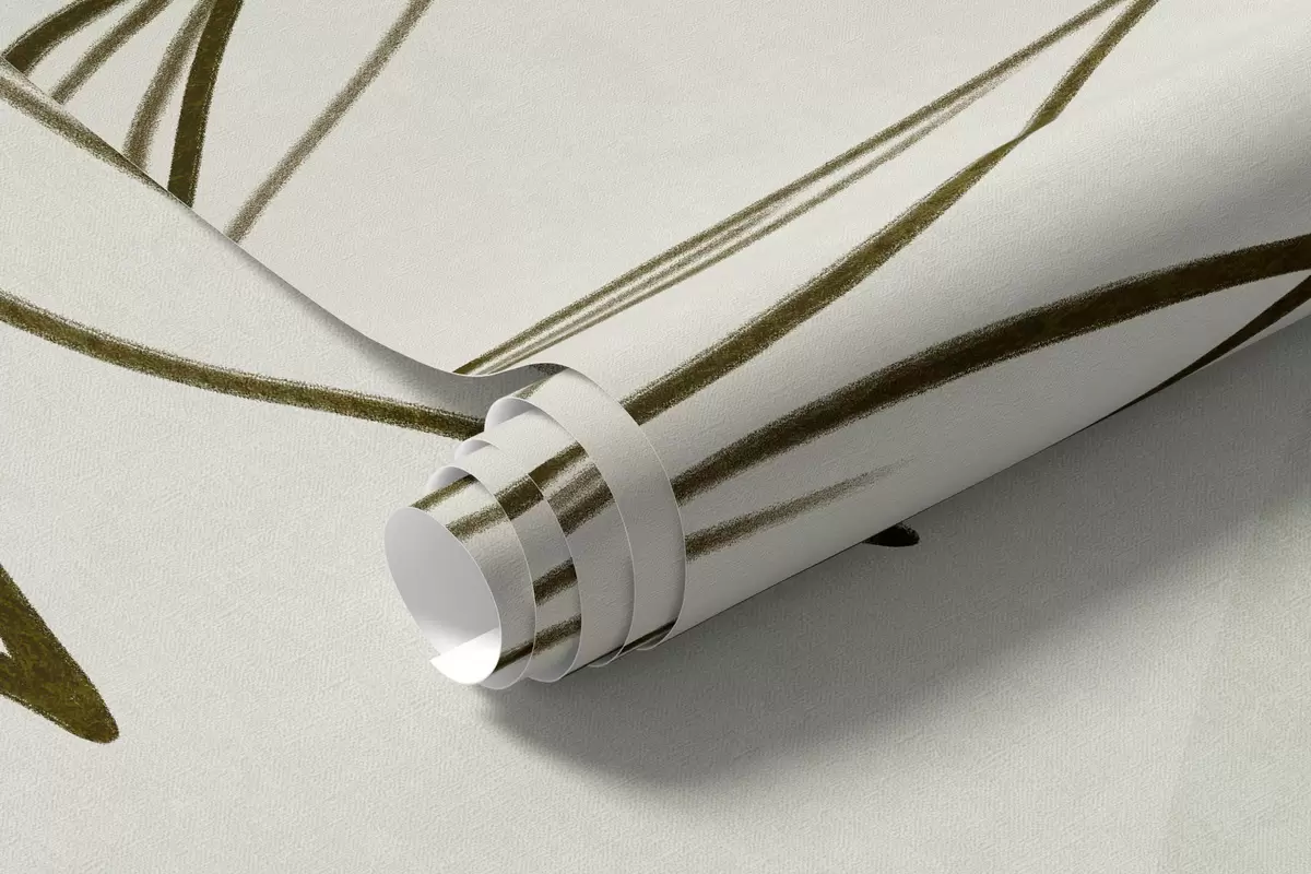 Fototapete Minimalistische Strichzeichnungen von tropischen Blättern und Blattwerk, pastellfarbene kreisförmige Formen w10111v2