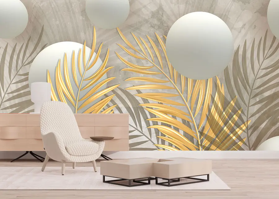 Fototapete Blätter und Quadrate 3d u80467