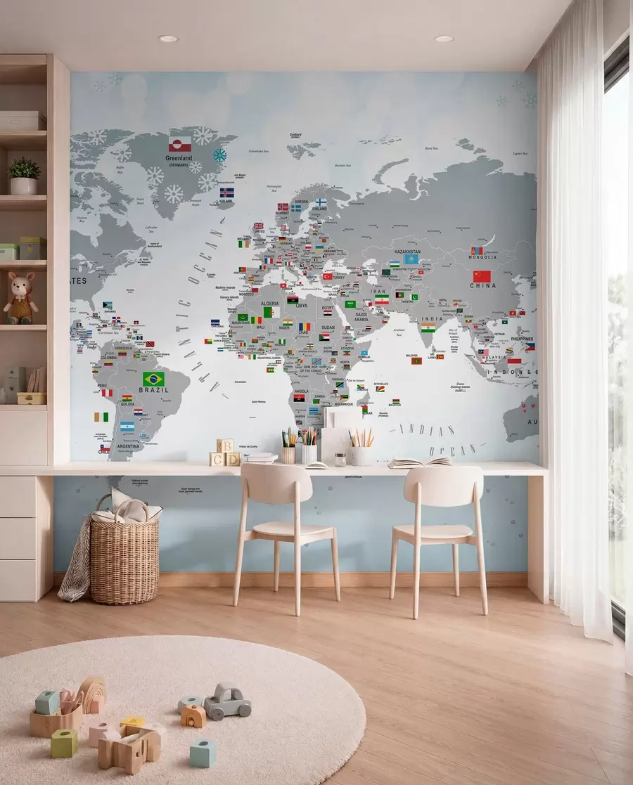 Murale Atlas des drapeaux du monde u72599