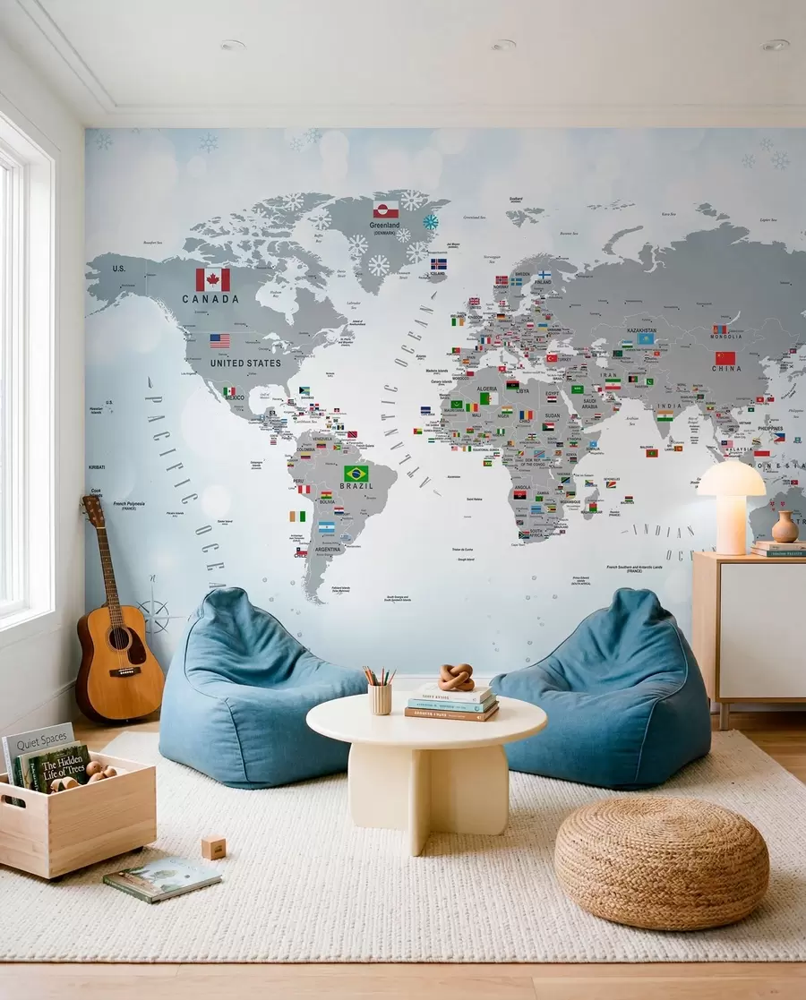 Murale Atlas des drapeaux du monde u72599