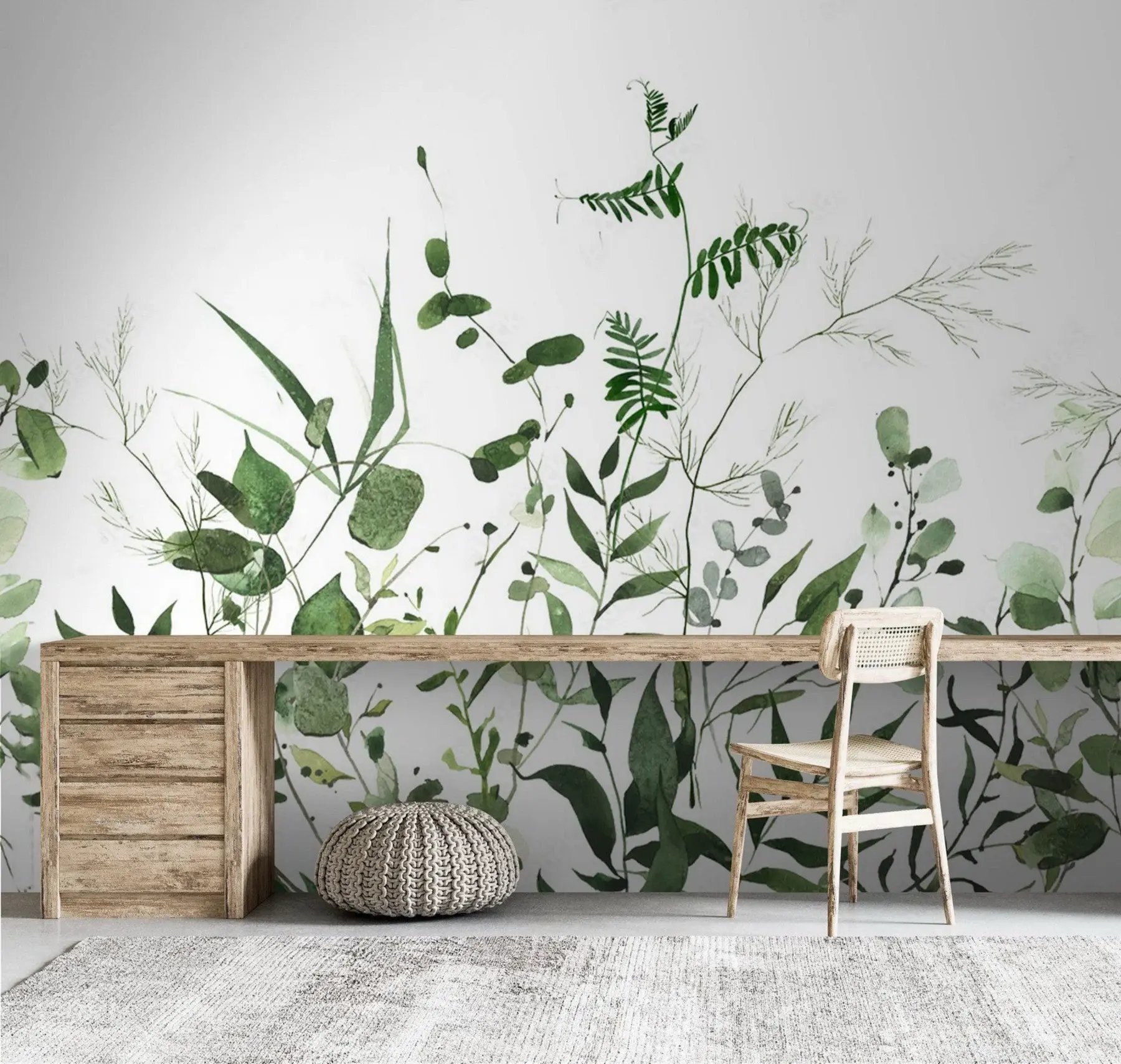 Murale Branches sauvages vertes u72395
