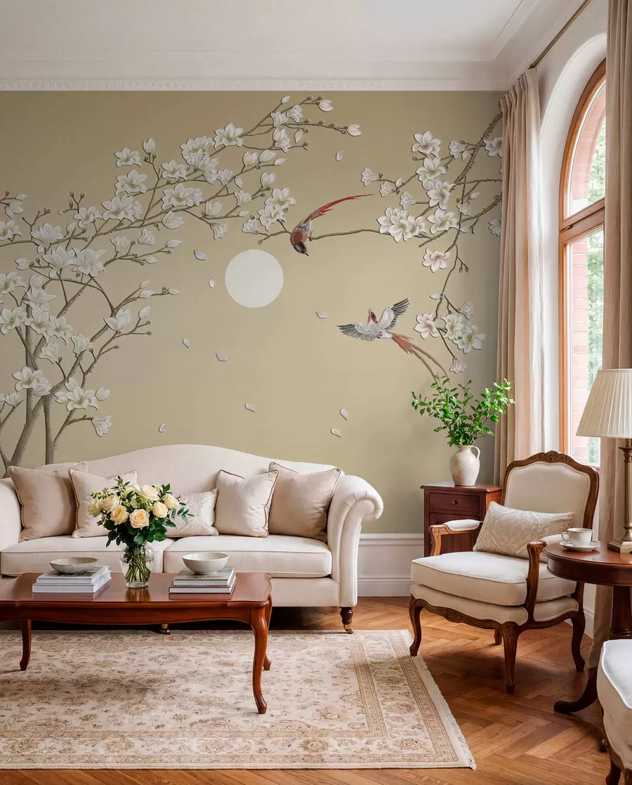 Murale Oiseaux, style chinois u72938