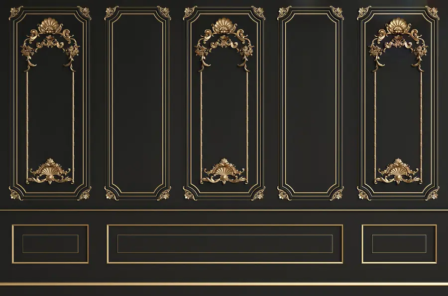 fototapeter Klassisk fransk Buzeri-væg i sort u72623