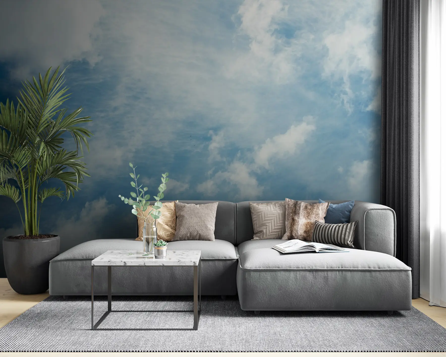 Murale Nuages, ciel bleu u21064