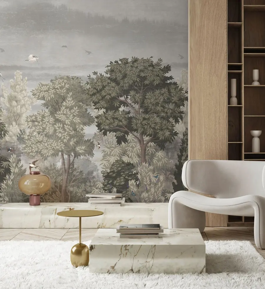 Fototapete Kraniche fliegen über den wald u73553