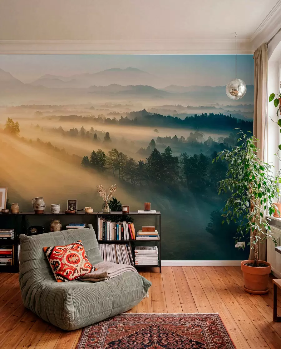 Murale Rayons de soleil et de forêt brumeuse u73864