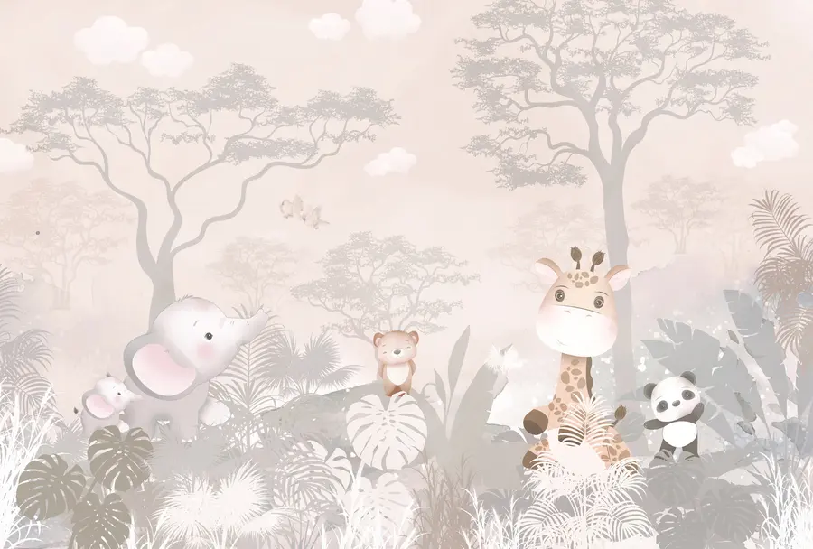 Murale De jolis petits animaux au savana u73878