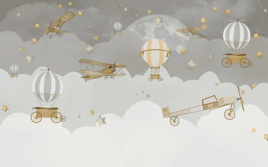 Fototapete Kinderflugzeuge und Ballons u73883