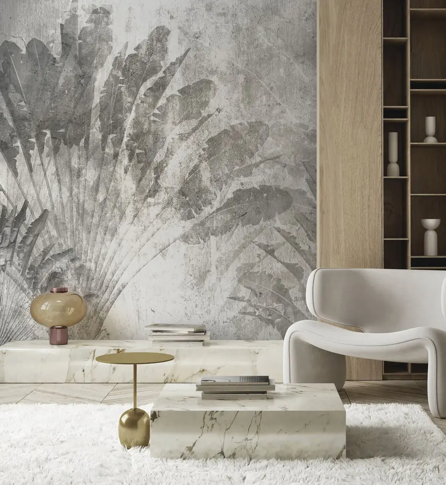 Fototapete Tropische Blätter auf einem Steinhintergrund u73885