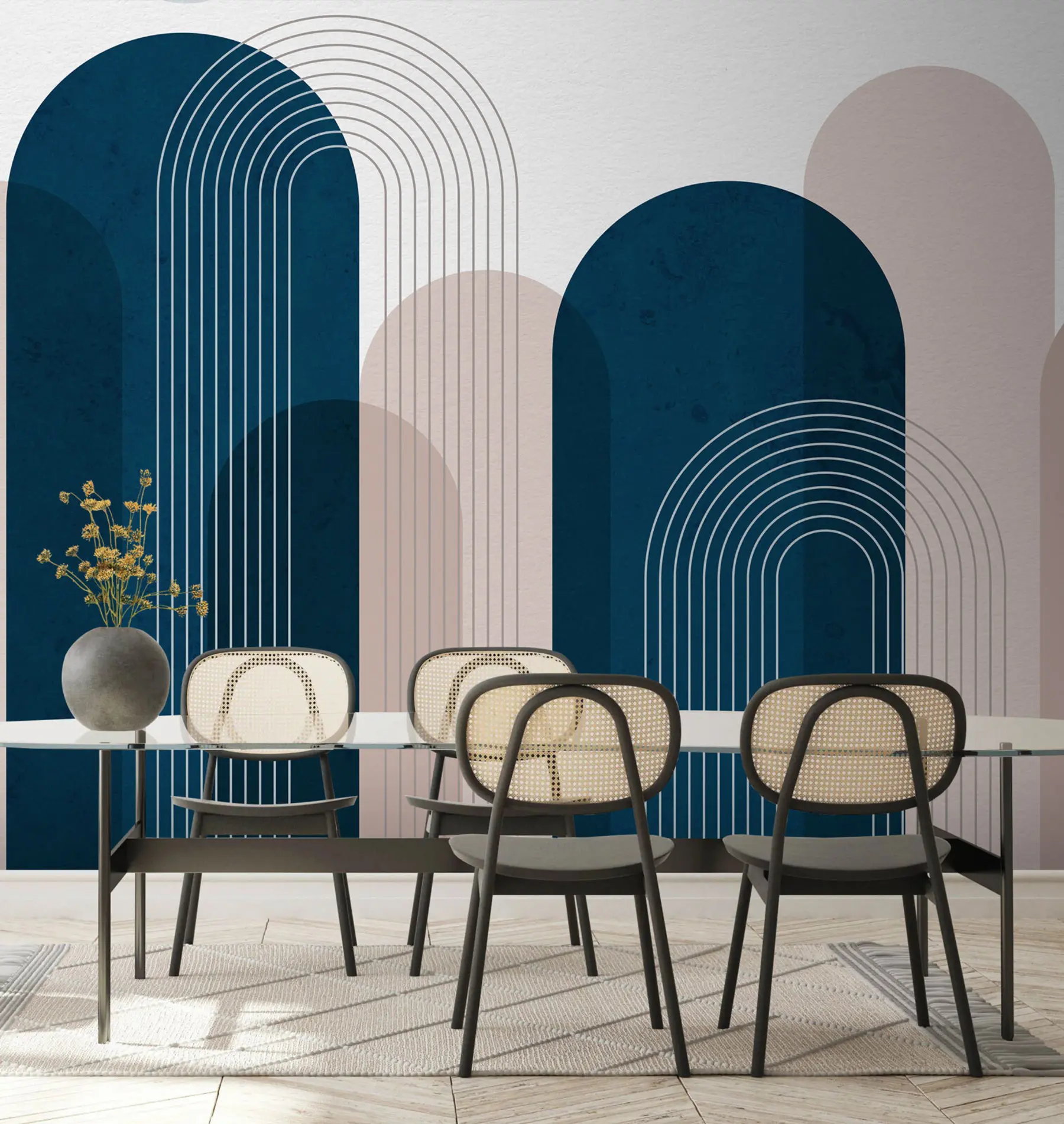 fototapeter Abstrakte blå og beige buer u73098