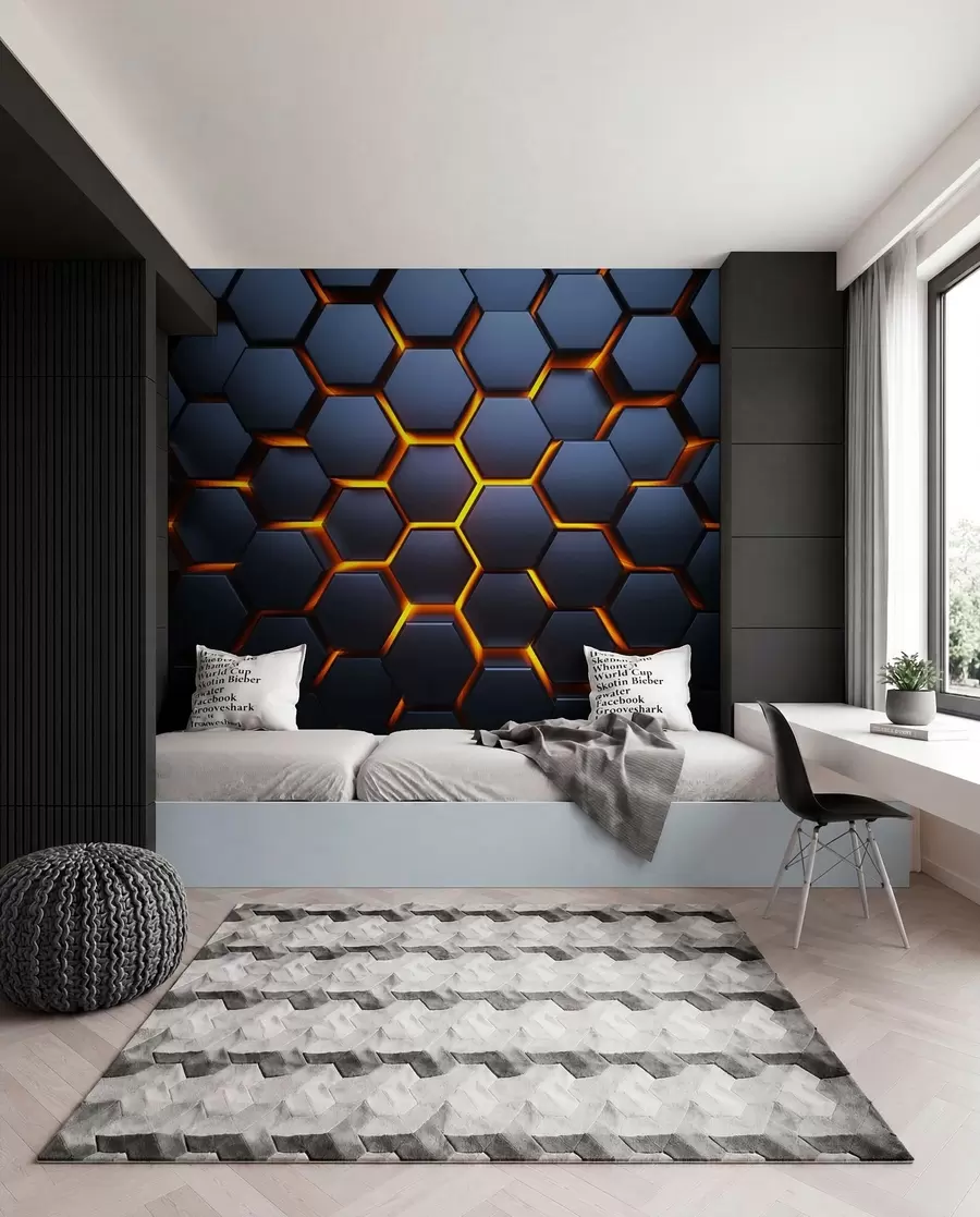 Murale Lumière vive sous les hexagones u93570