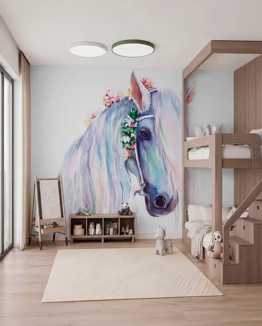 Murale Cheval à la crinière pastel u93591