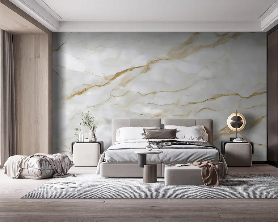fototapeter Hvid marmor med beige linjer u93433