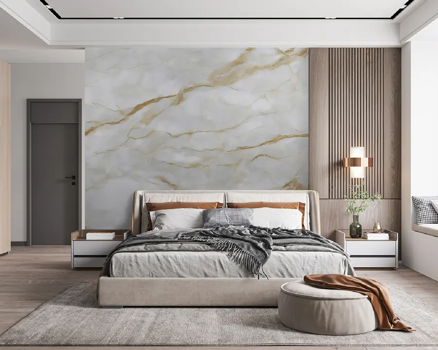 Murale Marbre blanc avec lignes beiges u93433